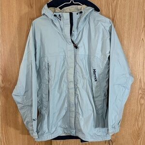 Marmot Women's Light Blue Hooded Rain Jacket